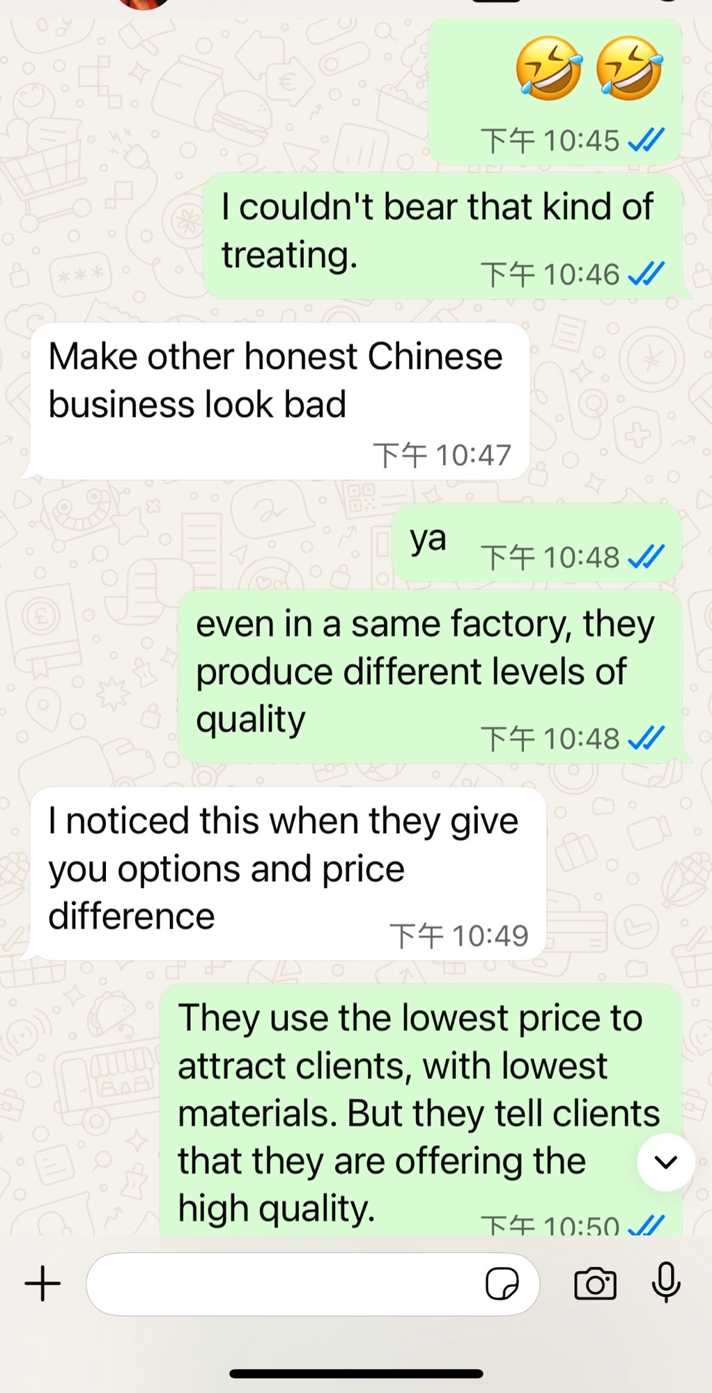 Long-term client recalling a buying experience in China